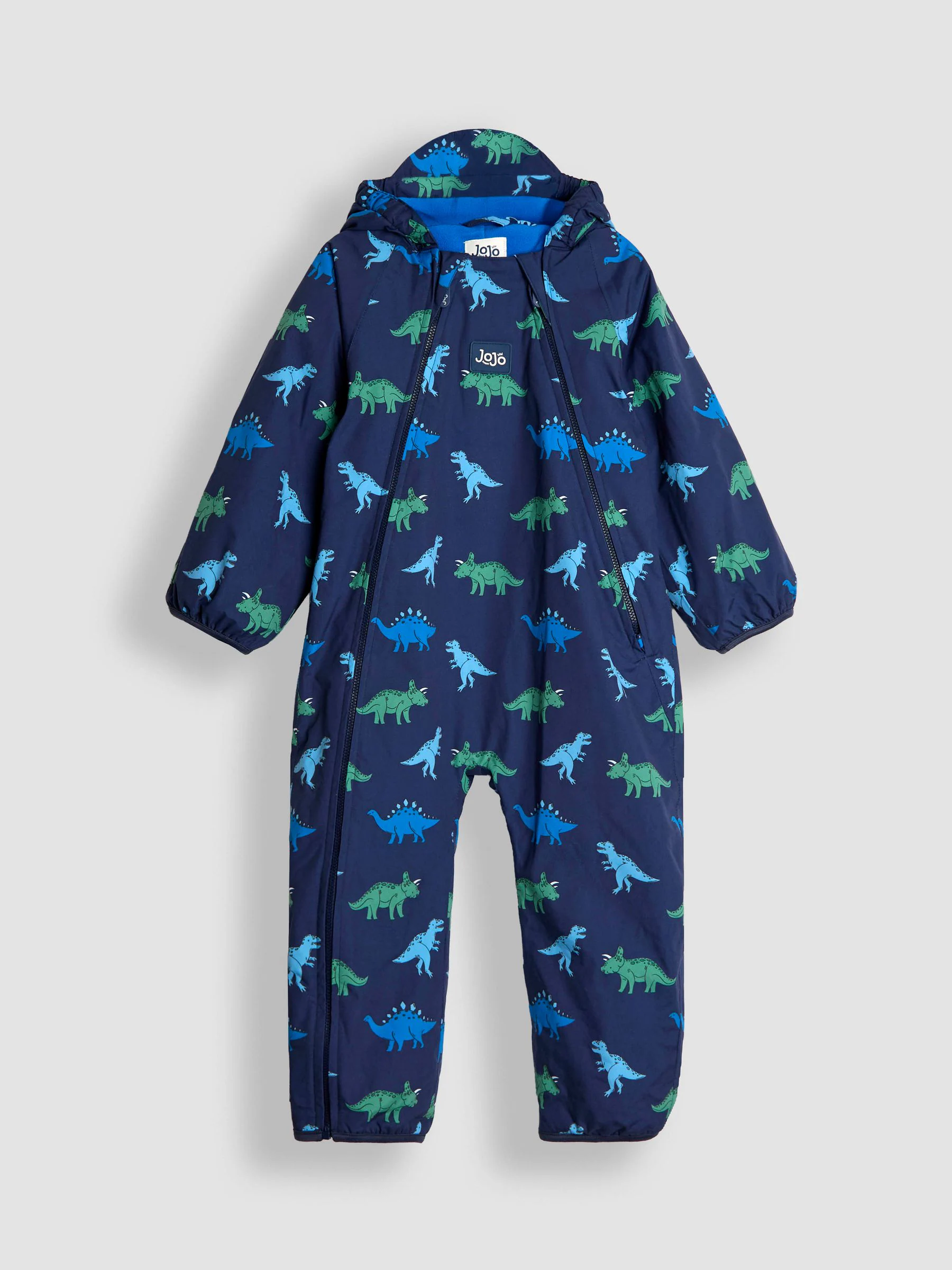 Marineblauw met dinosaurus - JoJo Maman Bébé - Waterdicht regenpak met fleecevoering