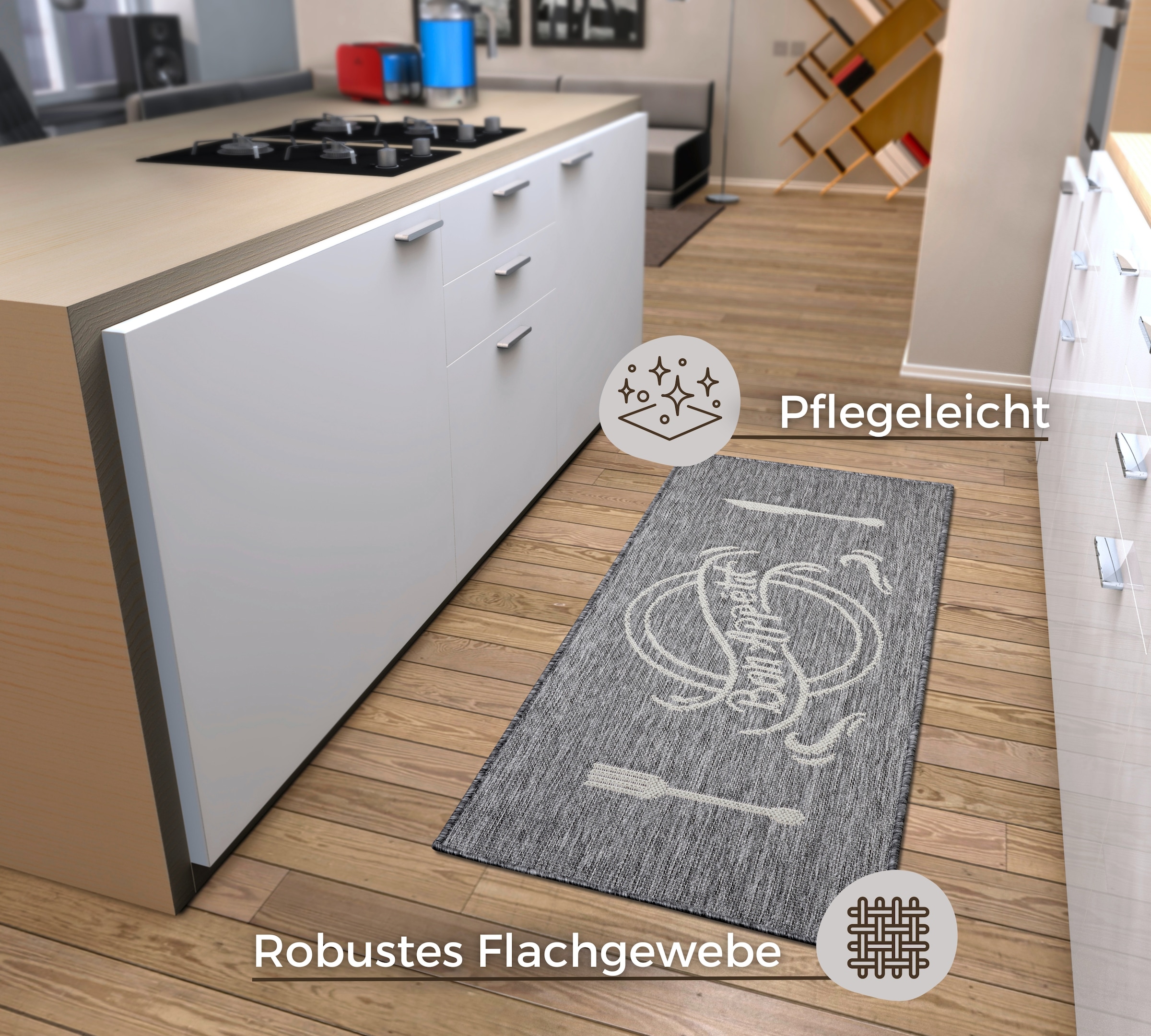 HANSE Home Küchenläufer »Bon Appetit« rechteckig 5 mm Höhe Läufer, Rutschfest, Küchenteppich, Küche, Teppich, Pflegeleicht