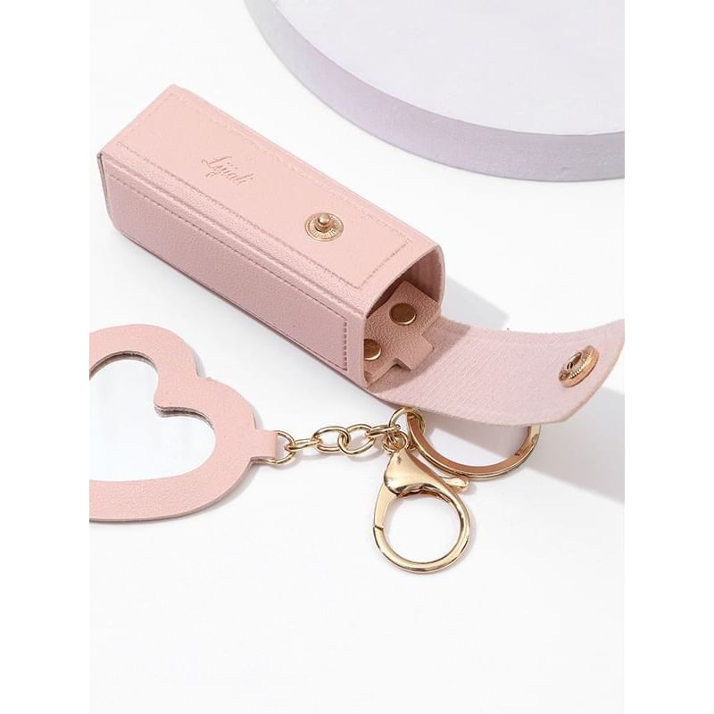 Karnemelk - Draagbare lippenstiftdoos met spiegel / sleutelhanger / tashanger