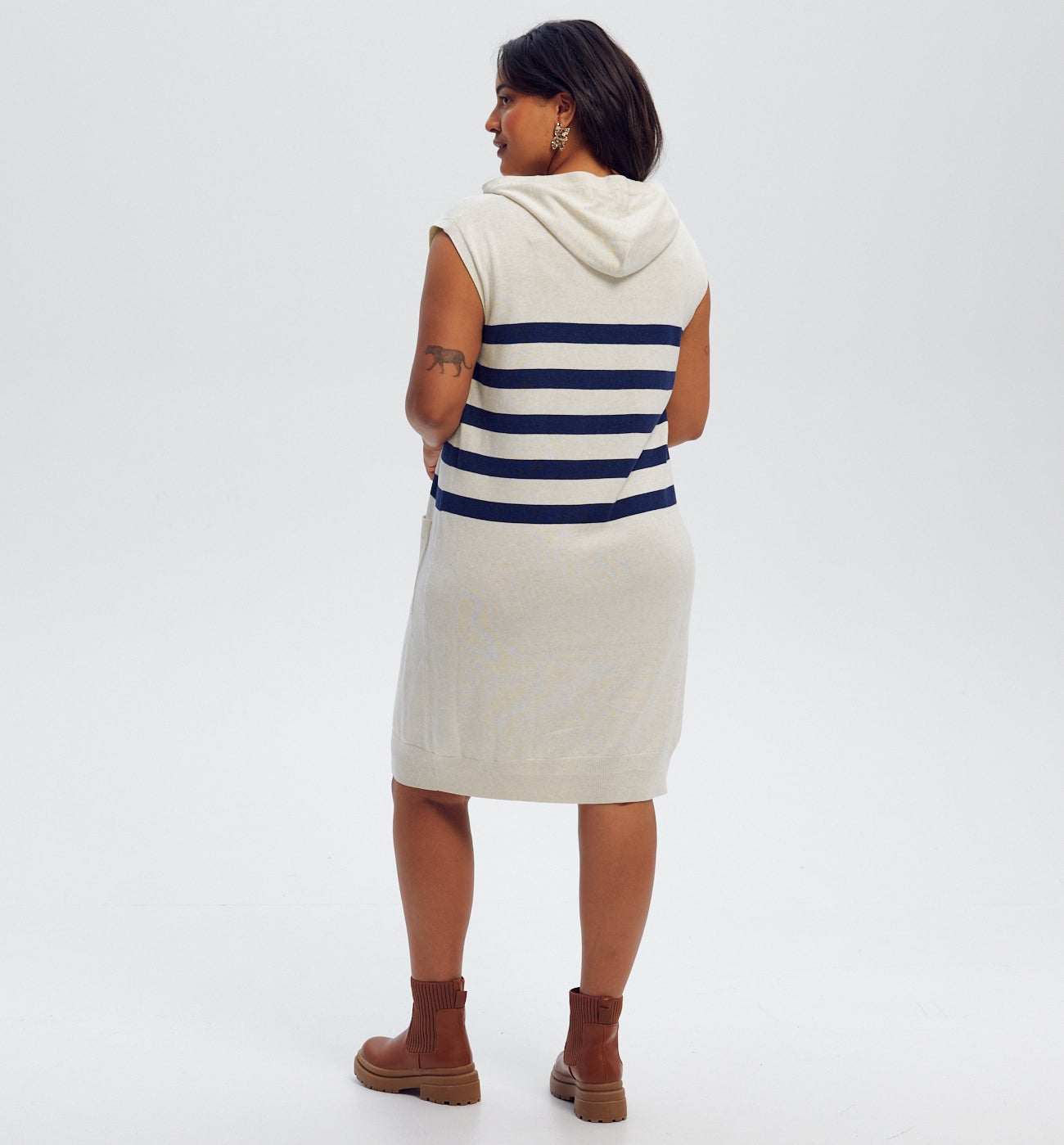 Robe marinière à capuche Femme - Rayé marine