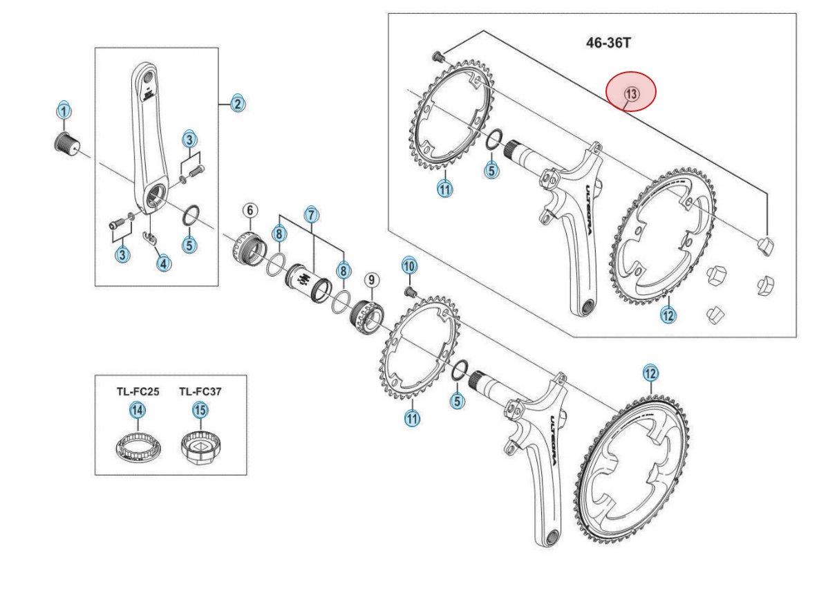 Shimano klingebolte til Ultegra 6800 kranksæt