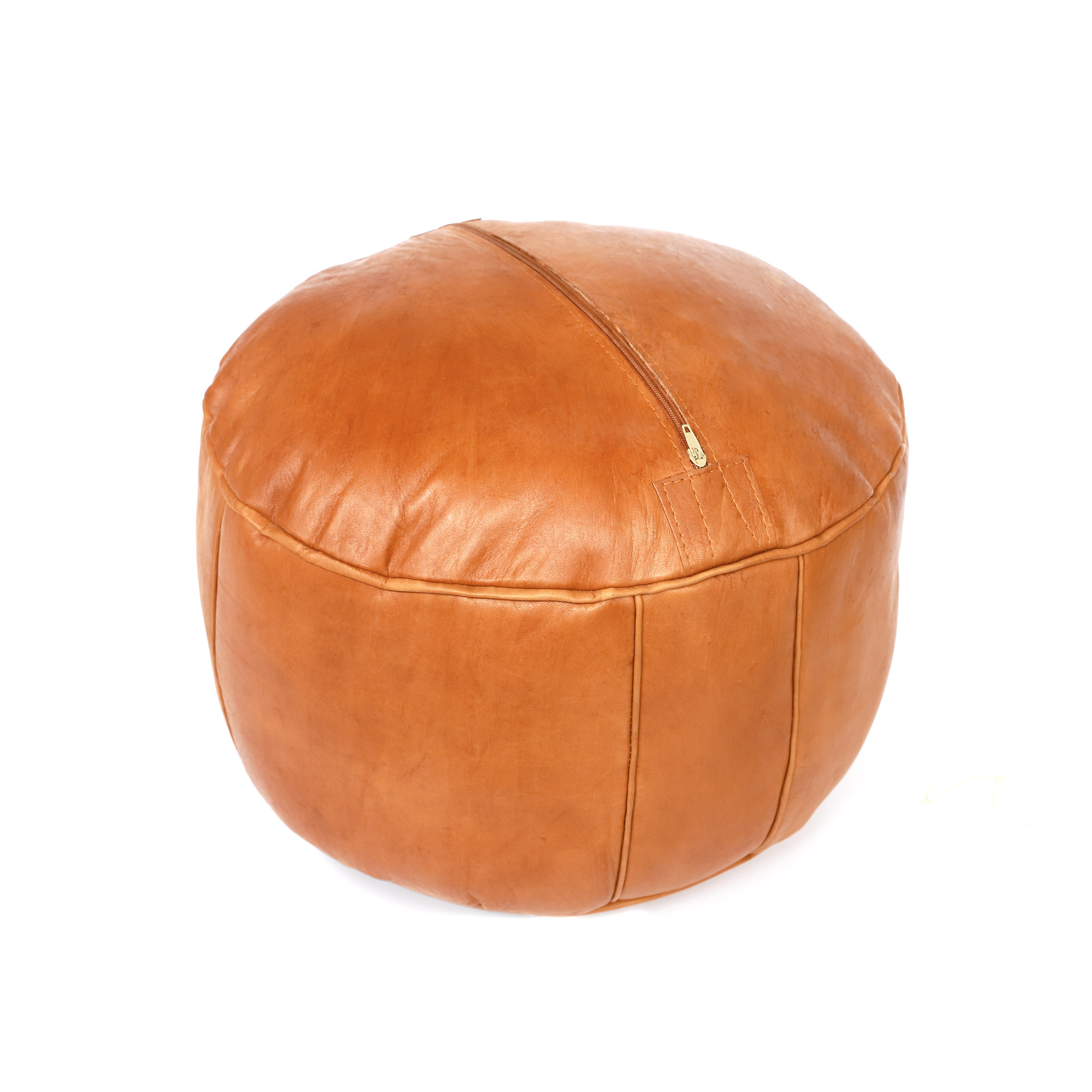 Leder Sitzpouf 'Stern', braun, Ø 40 cm, H 24 cm von fischer's lagerhaus