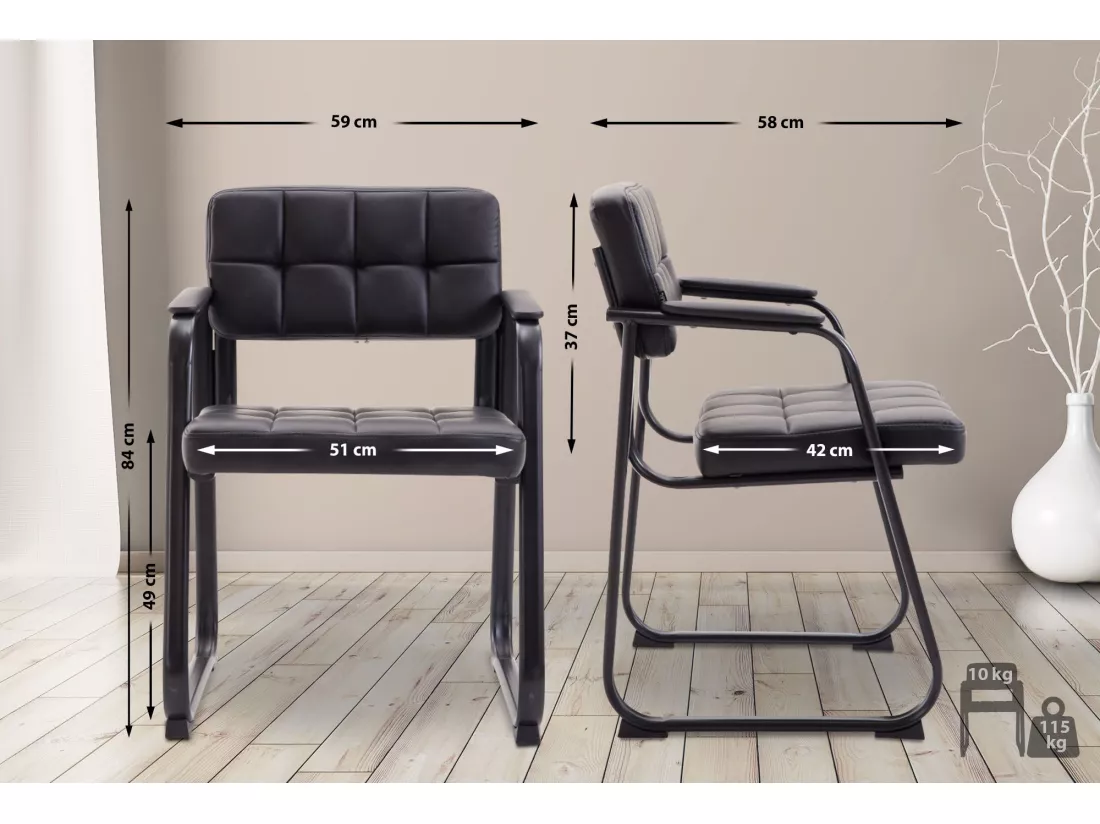 Chaise gondole - Similicuir & Métal noir mat - Noir - Canada B