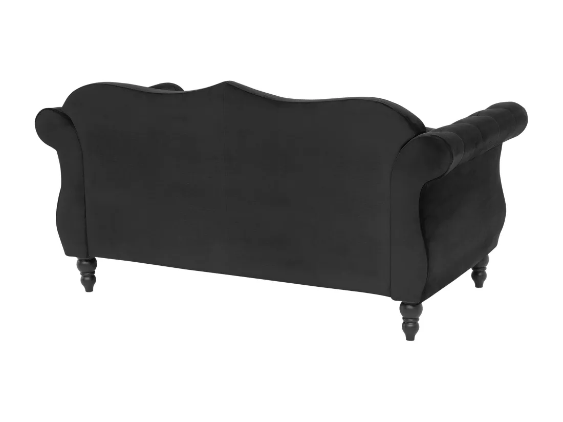 Canapé Chesterfield 2 places en velours noir SKIEN