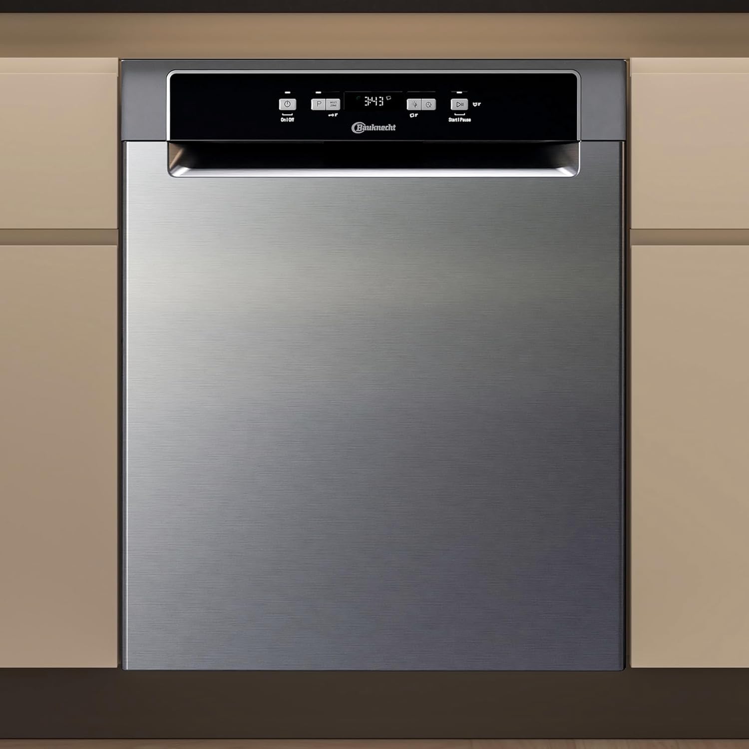 Bauknecht BKSV2 UAN Unterbau-Geschirrspüler /60 cm/ActiveDry – automatisches Türöffnungssystem/MultiZone – separates Ober- oder Unterkorbspülen/Startzeitvorwahl/Vollwasserschutz/Edelstahl