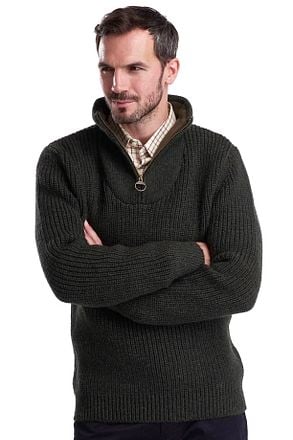 Barbour New Tyne Zip Trui Wol Olijfgroen MKN0790-OL51 kopen