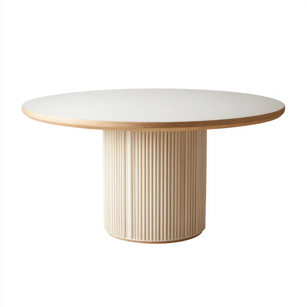 Runder Esstisch – Holz – Weiß – Ø120x75 cm – Modernes Design