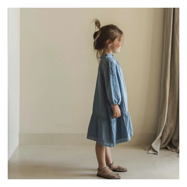 Jenest Robe Brodée Bella | Bleu gris