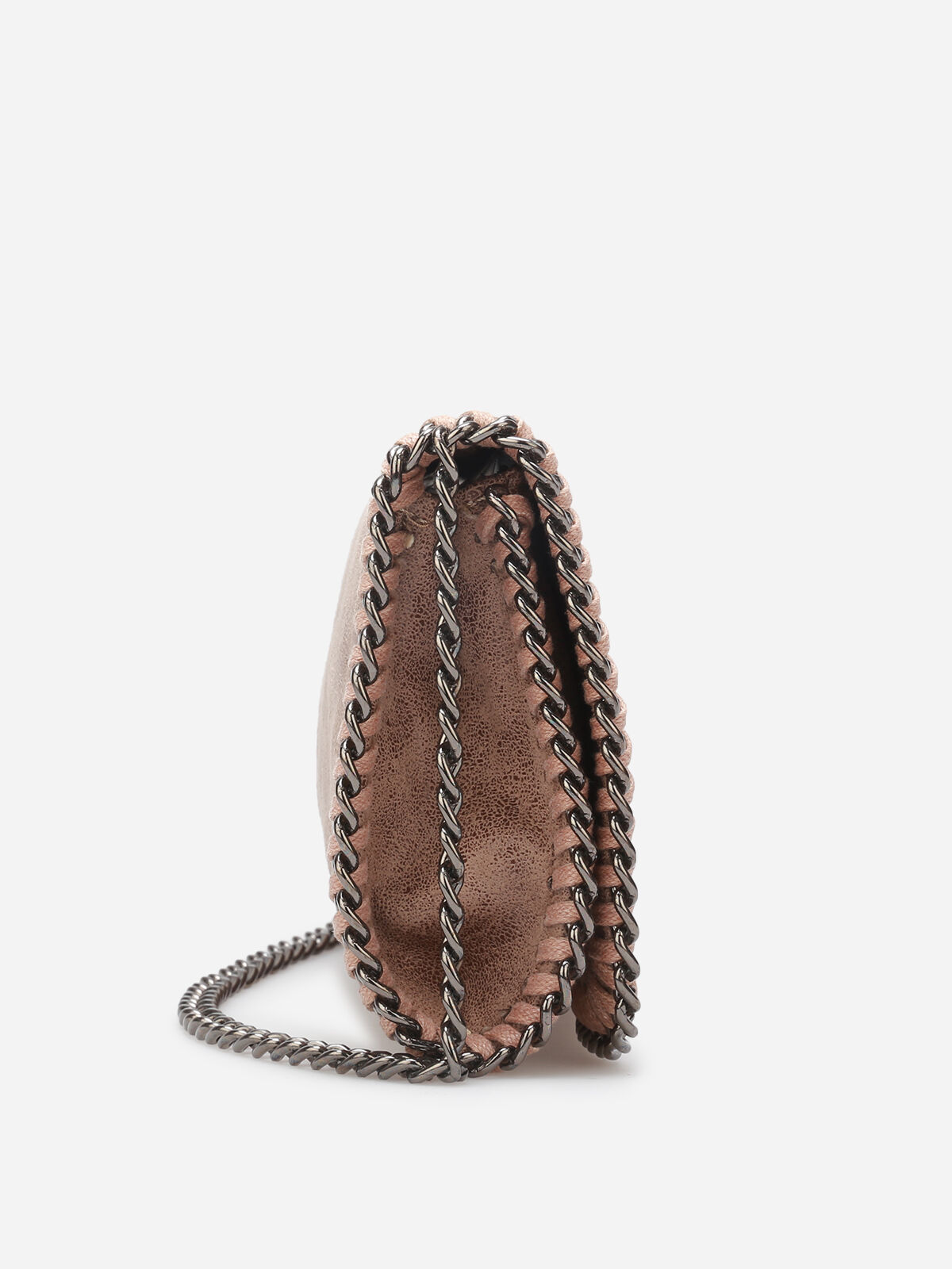 Pochette texturée à maillons- Taupe