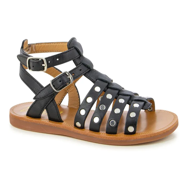 Pom d'Api Sandales Plagette Stud | Noir