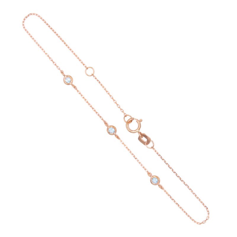 Bracelet Or Rose et Topazes Bleues
