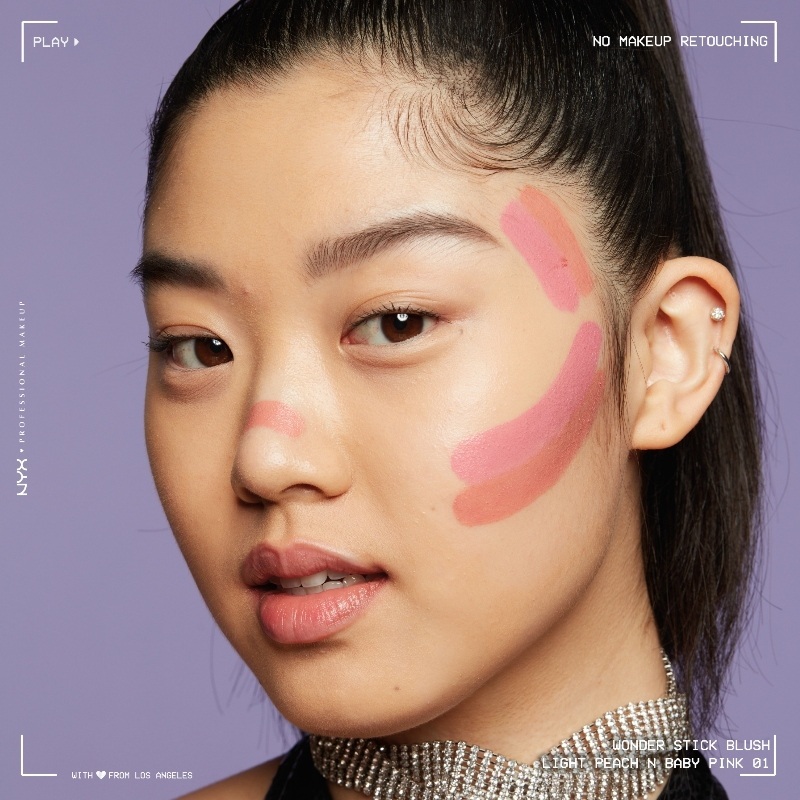 NYX Prof. Makeup Wonder Stick Dual-Ended Cream Blush Stick 8 gr. - 01 Light Peach + Baby Pink
