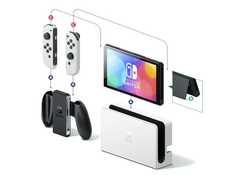 Nintendo | Switch OLED - Spilkonsol - Full HD - 64GB - Hvid | Inkl. 2 x Joy-Con (Hvid)