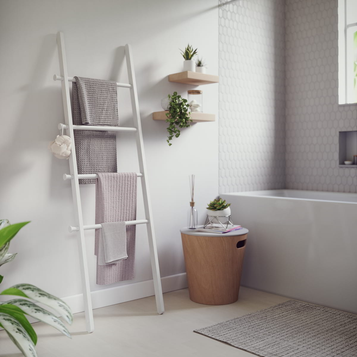 Umbra decoratieve ladder Leana wit