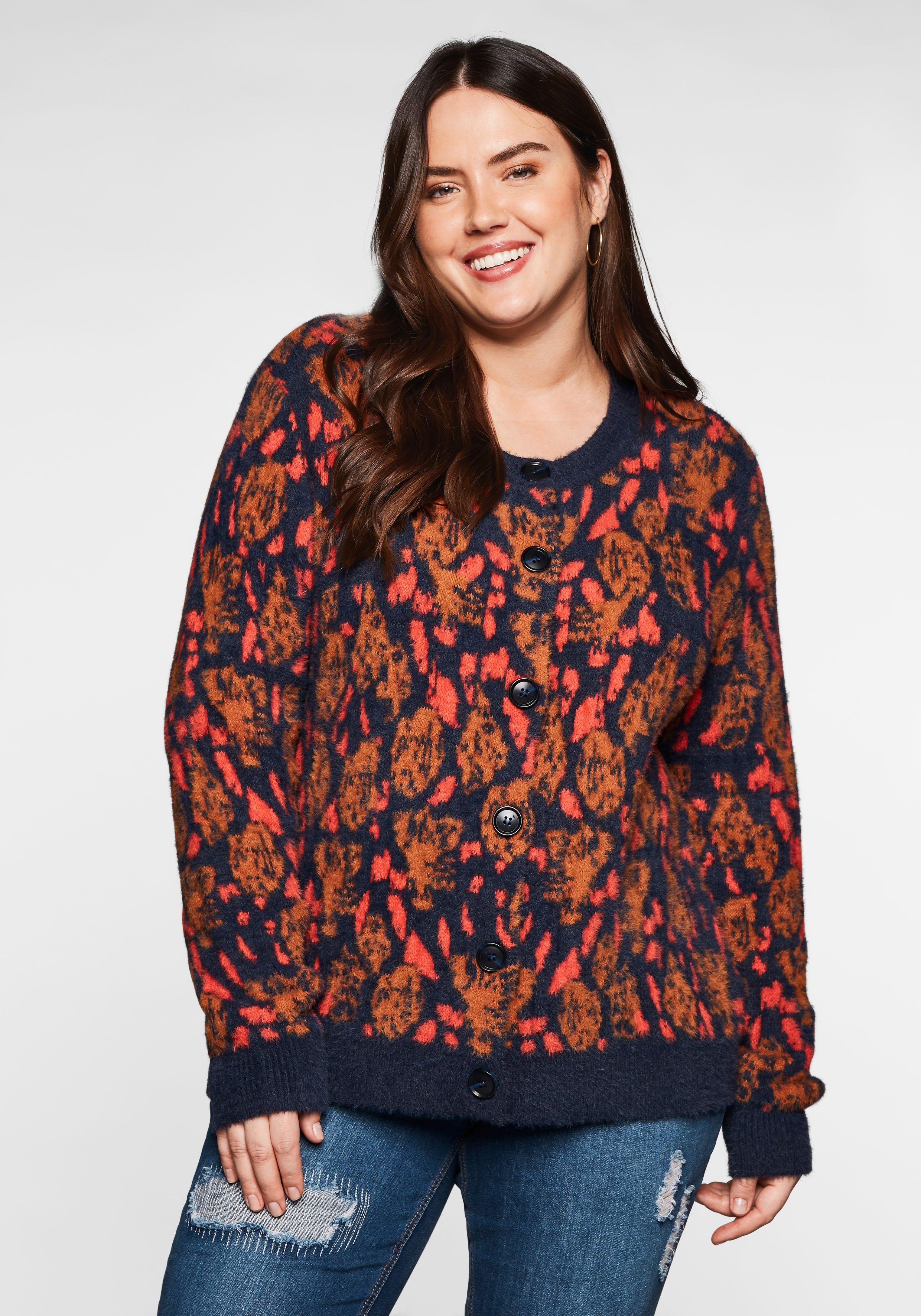Strickjacke mit Rundhals und Jacquardmuster
