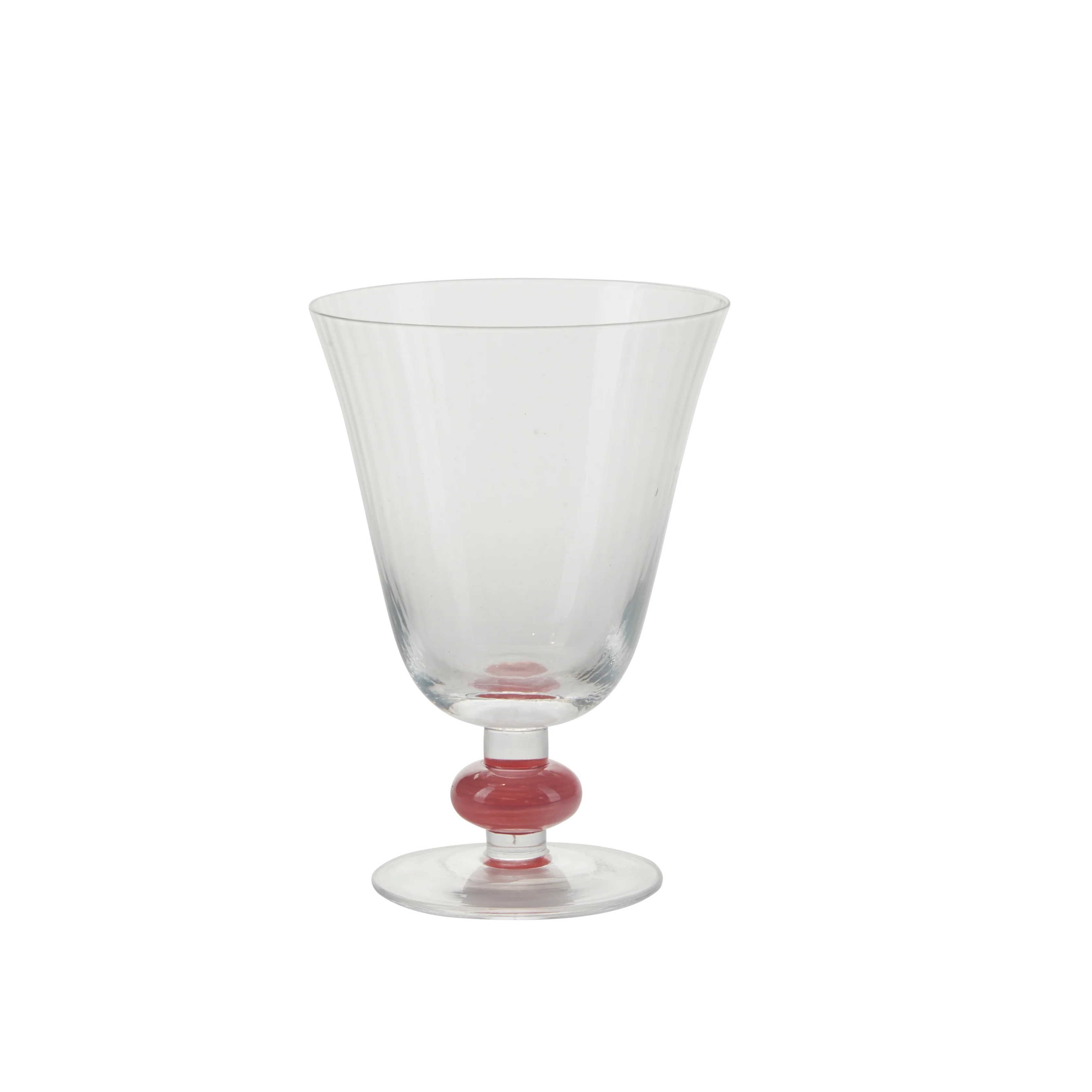 Bahne Interior  Garden drikkeglas på fod, klar/pink - H13,5 cm.