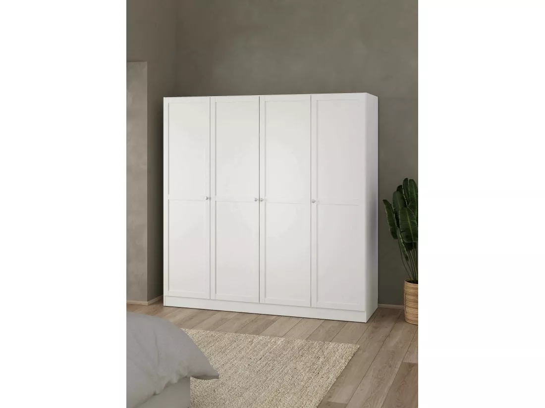 Grande Garde-robe Dserr, Meubles de chambre, Penderie de plain-pied, Placard à vêtements, 196x62 h200 cm, Blanc