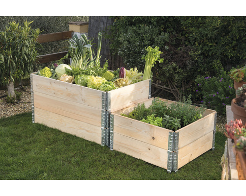 Modulair systeem voor verhoogde tuinbedden, palletframe wanddikte 20 mm 120x80x20 cm naturel