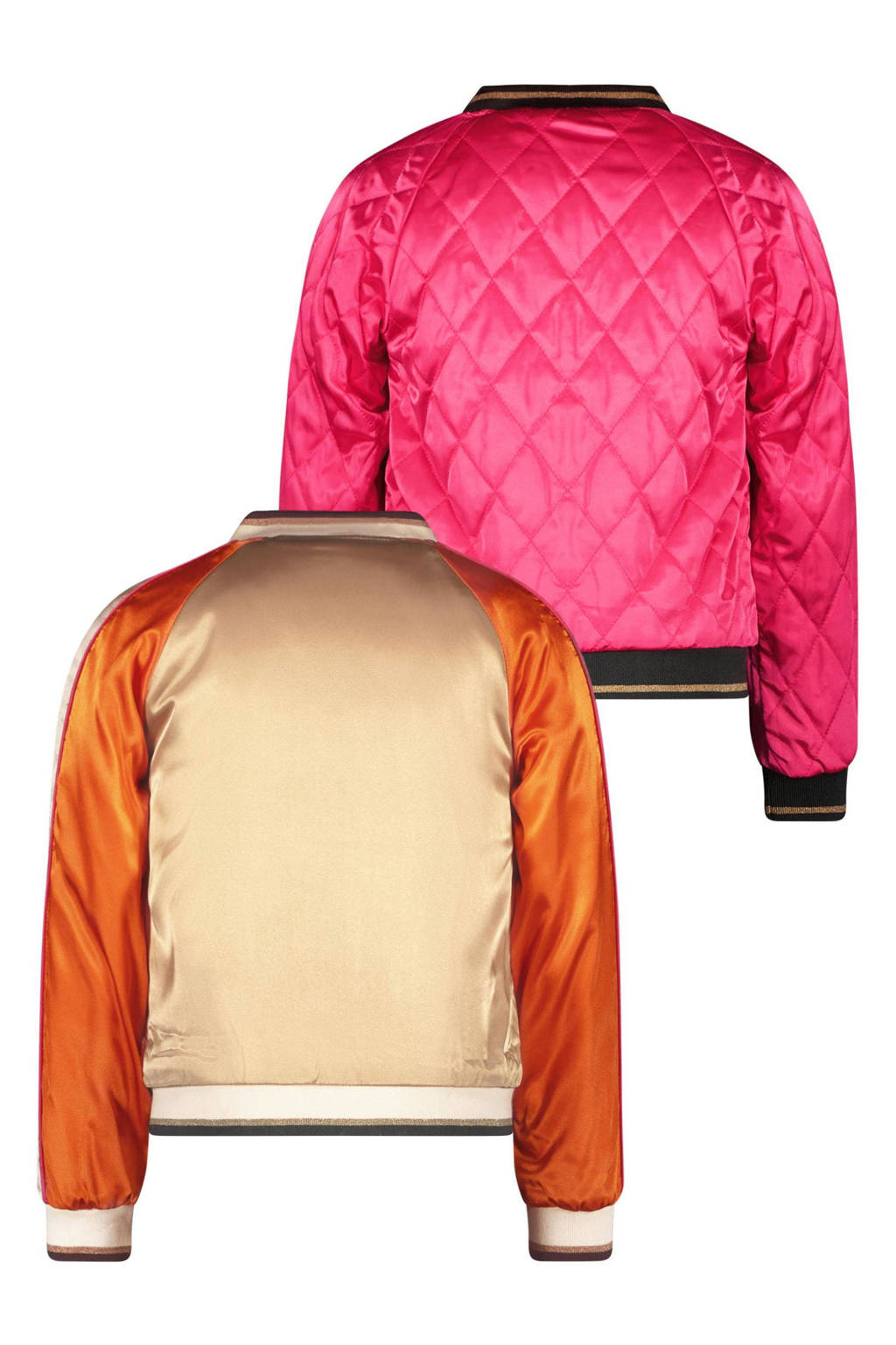 Like Flo reversible satijnen bomberjack zomer roze/oranje