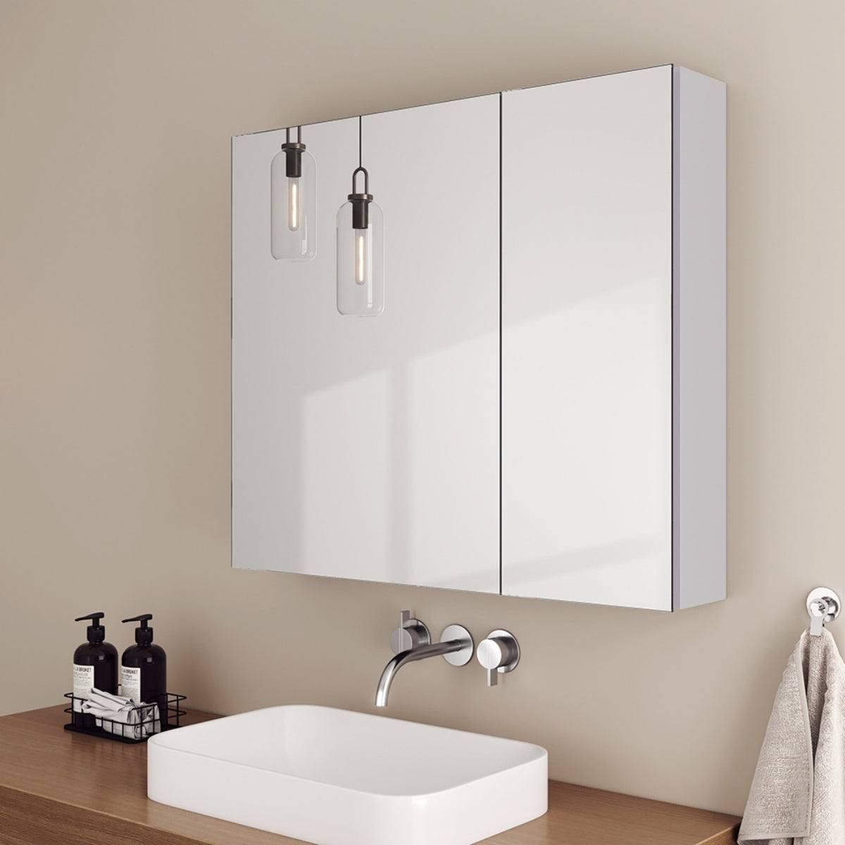 EMKE Spiegelschränke Bad Spiegelschrank Badschrank mit Doppelseitiger Spiegel Schwarz
