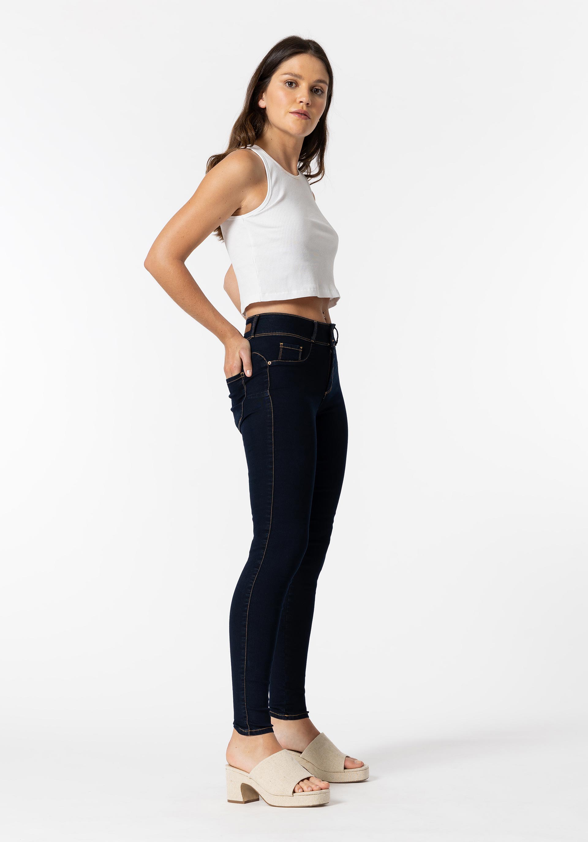Jeans One Size Skinny Silhouette Cintura Alta
