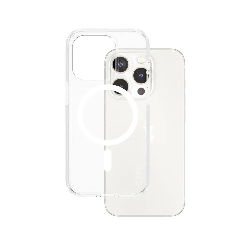 CARE by PanzerGlass - Case Transparent med hvid MagSafe - iPhone 15 Pro