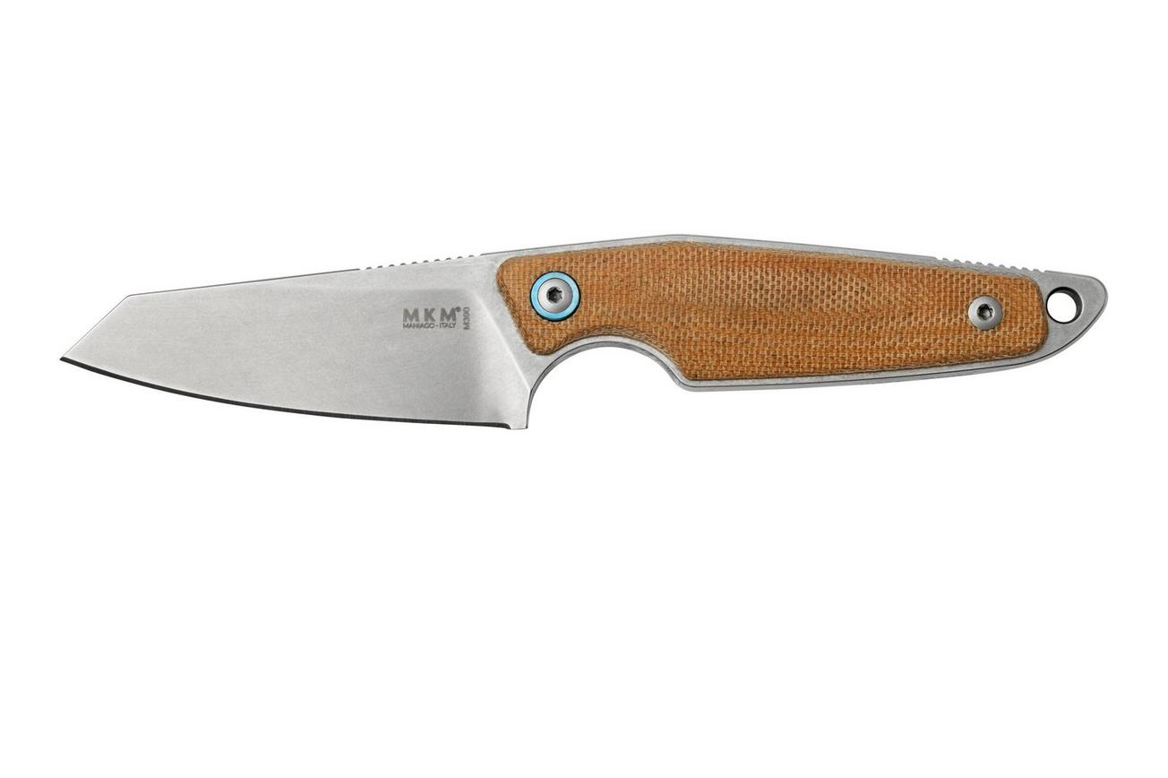 MKM Makro 2 Sheepfoot Stonewashed, Natural Canvas Micarta vaststaand mes, Jesper Voxnaes design