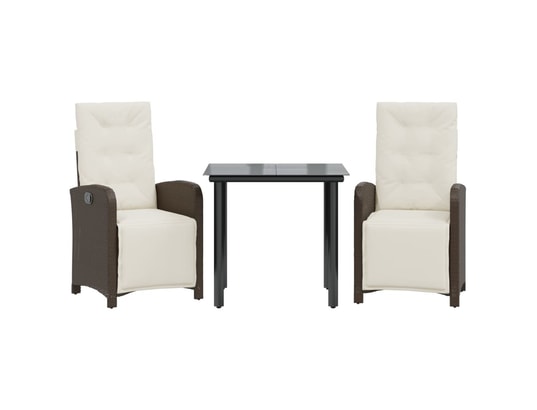 VIDAXL - Salon extérieur Ensemble de bistro 3 pcs avec coussins marron résine tressée