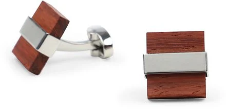 Manchetknoop Vierkant Hout Zilver CL-26 Square Wood kopen