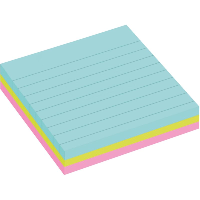 Notes lignées repositionnables couleurs Cosmic Super Sticky Post-it 101 x 101 mm assortis - bloc de 70 feuilles