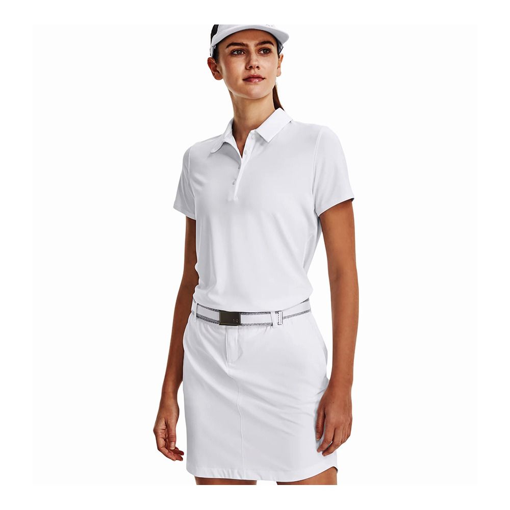 Under Armour UA PLAYOFF - Polo Femme white/halo gray/metallic silver