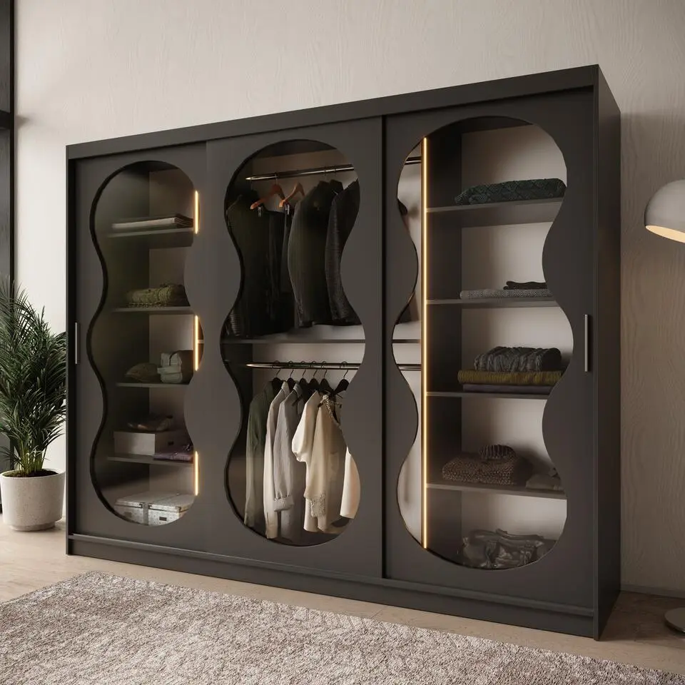 Meubella - Kledingkast Bunaro - Zwart - 250 cm