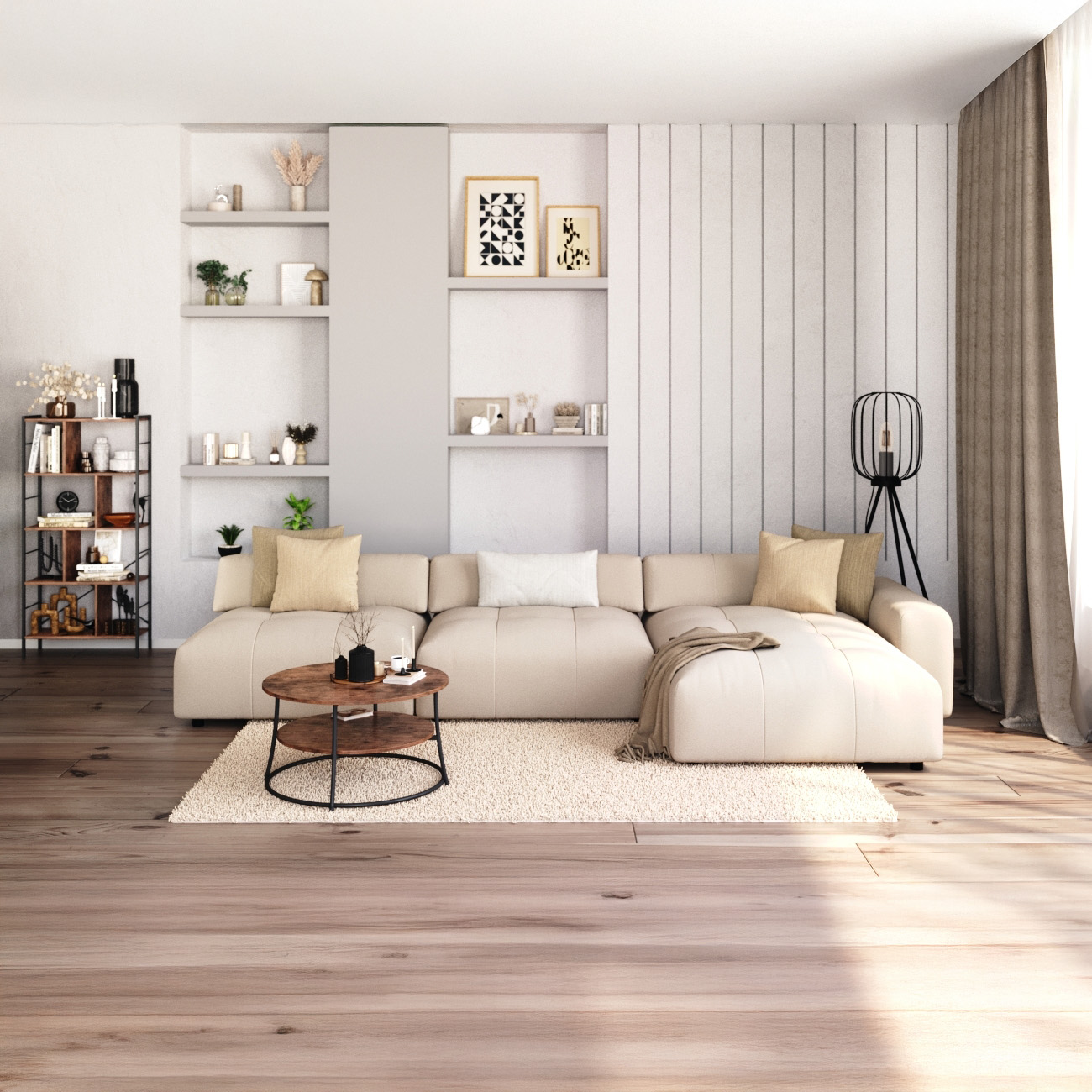 Ecksofa BONNIE rechts beige