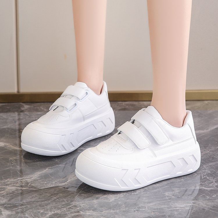 Asterisk - Platform Adhesive Strap Plain Kunstleren Sneakers