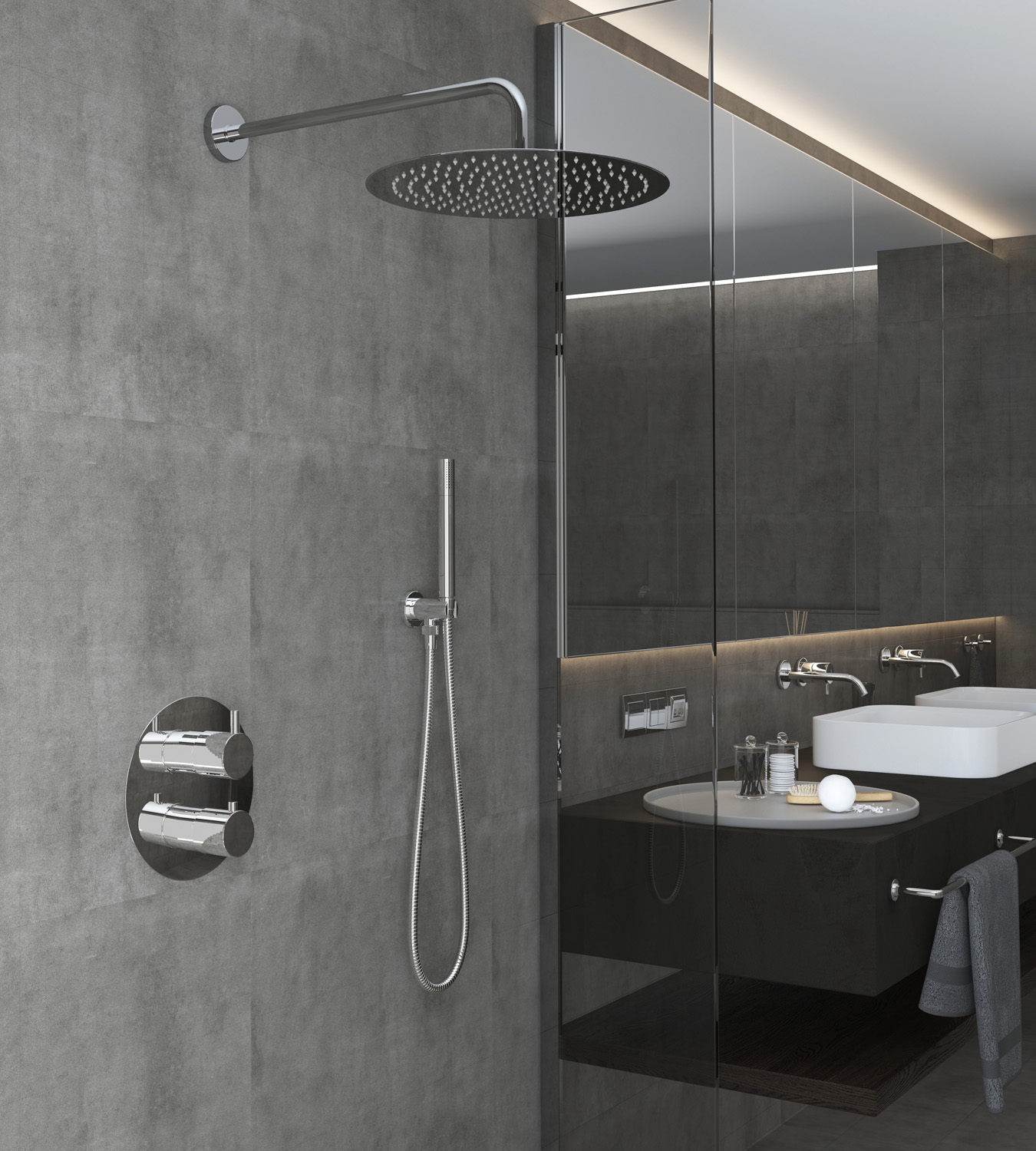 Saniclear Talpa inbouw regendouche rond met 20cm hoofddouche en muurarm chroom