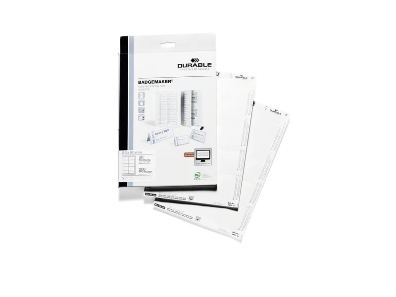 Durable BADGEMAKER® indstik til navneskilte 54x90 mm - (20 ark x 10 stk.)