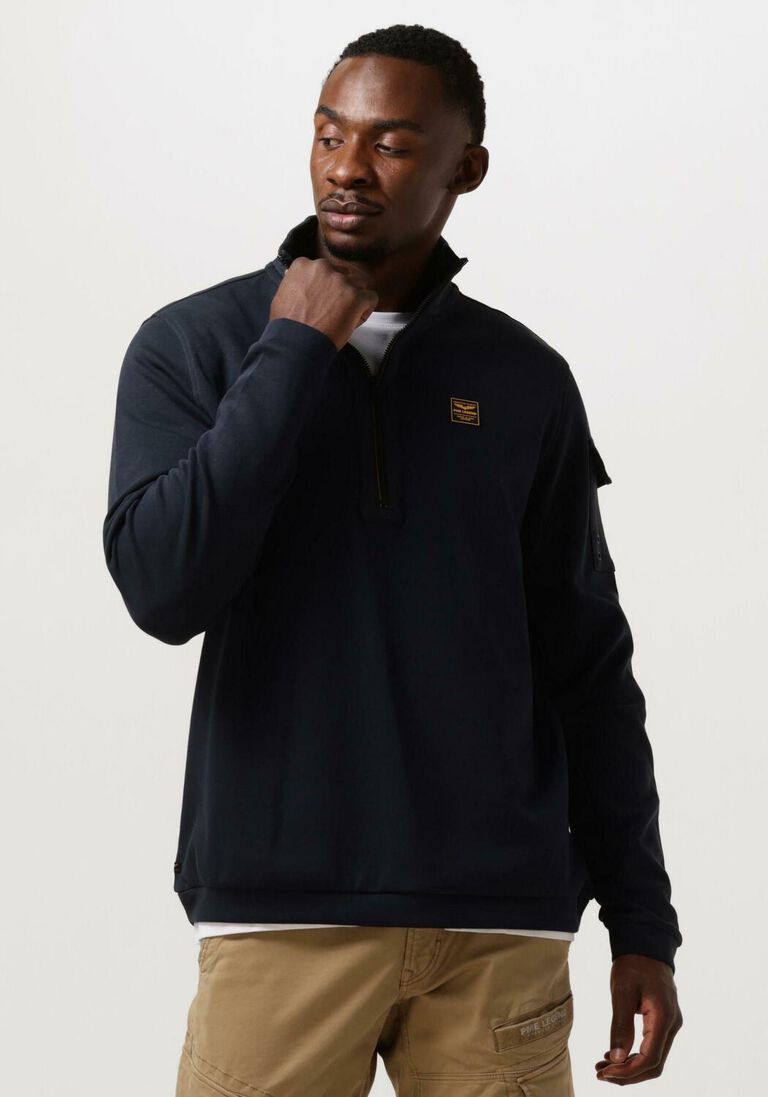 PME LEGEND donkerblauwe pme legend trui half zip collar interlock jersey