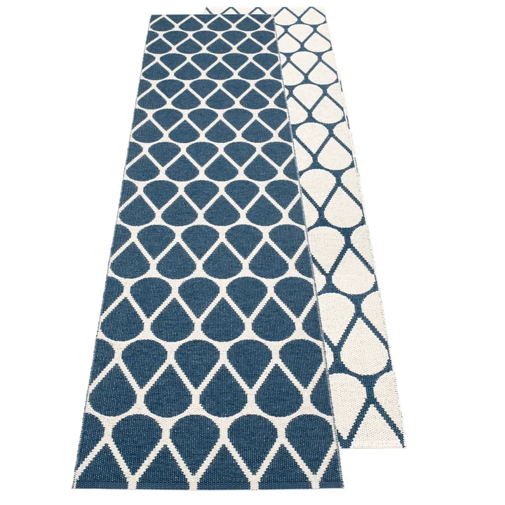 Pappelina - Otis Wendeteppich, 70 x 200 cm, ocean blue / vanilla