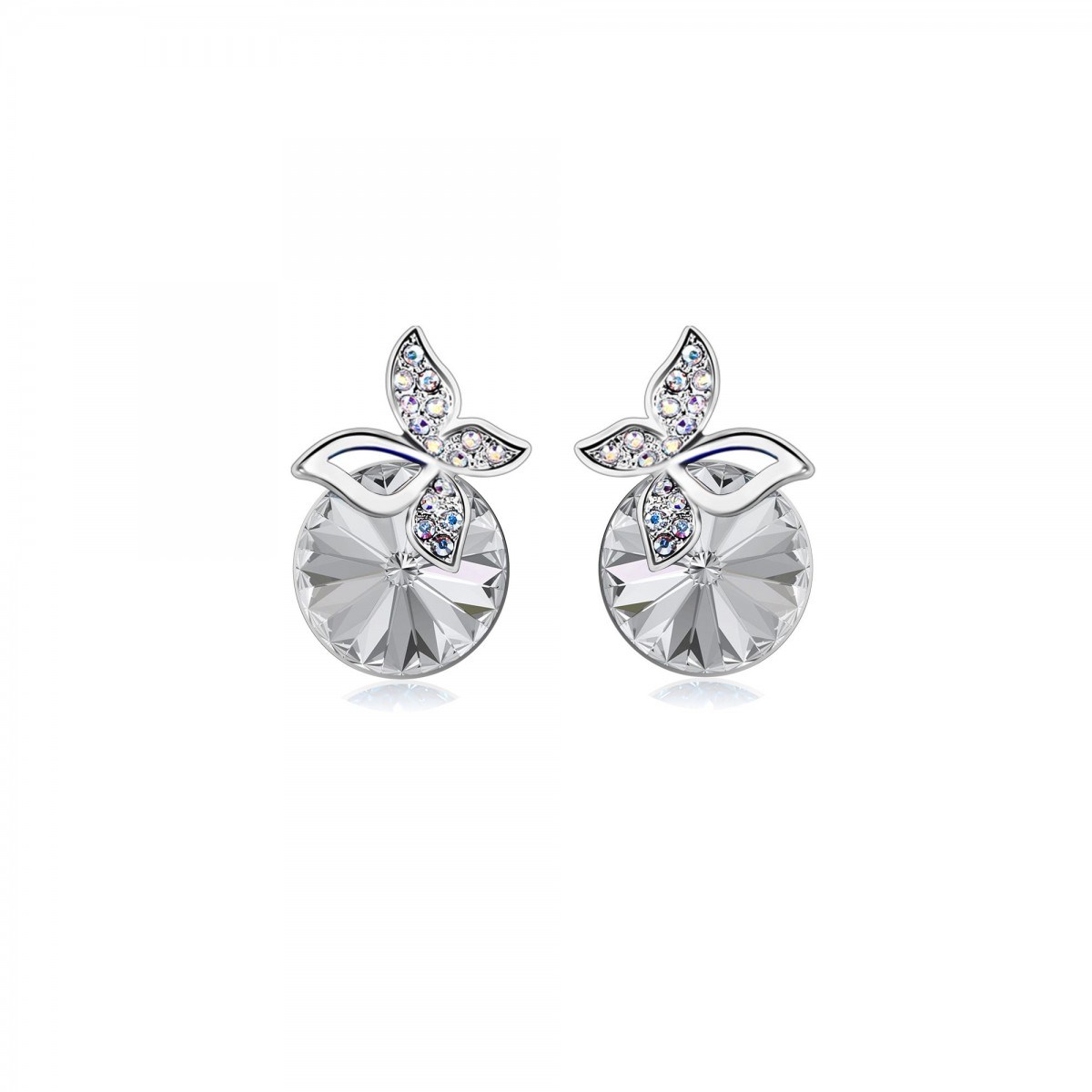 Boucles d'oreilles papillon SC Crystal ornées de Cristaux scintillants en Métal rhodié