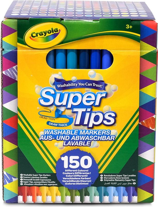 Crayola - Super Tips - Viltstiften - Set van 150 - Uitwasbaar - Kegelpunt