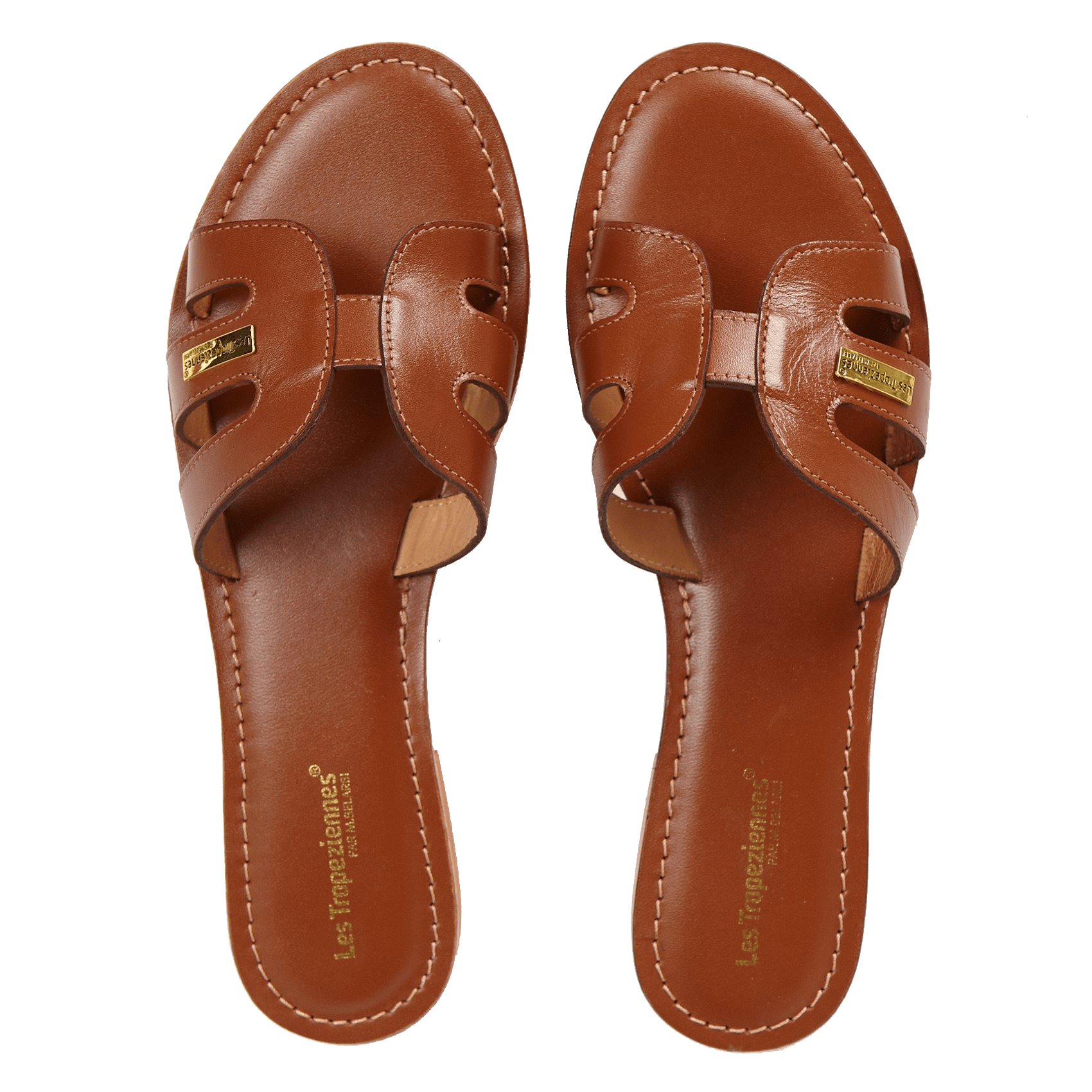 DAMIA - Sandales plates en cuir | Marron