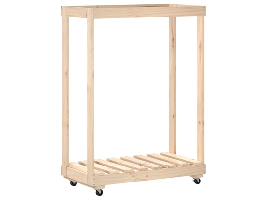 VIDAXL - Sac à outils Porte-bûches avec roulettes 76,5x40x108 cm bois massif de pi...