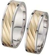 Trouwringen geel en witgoud met Diamant breedte 6 mm