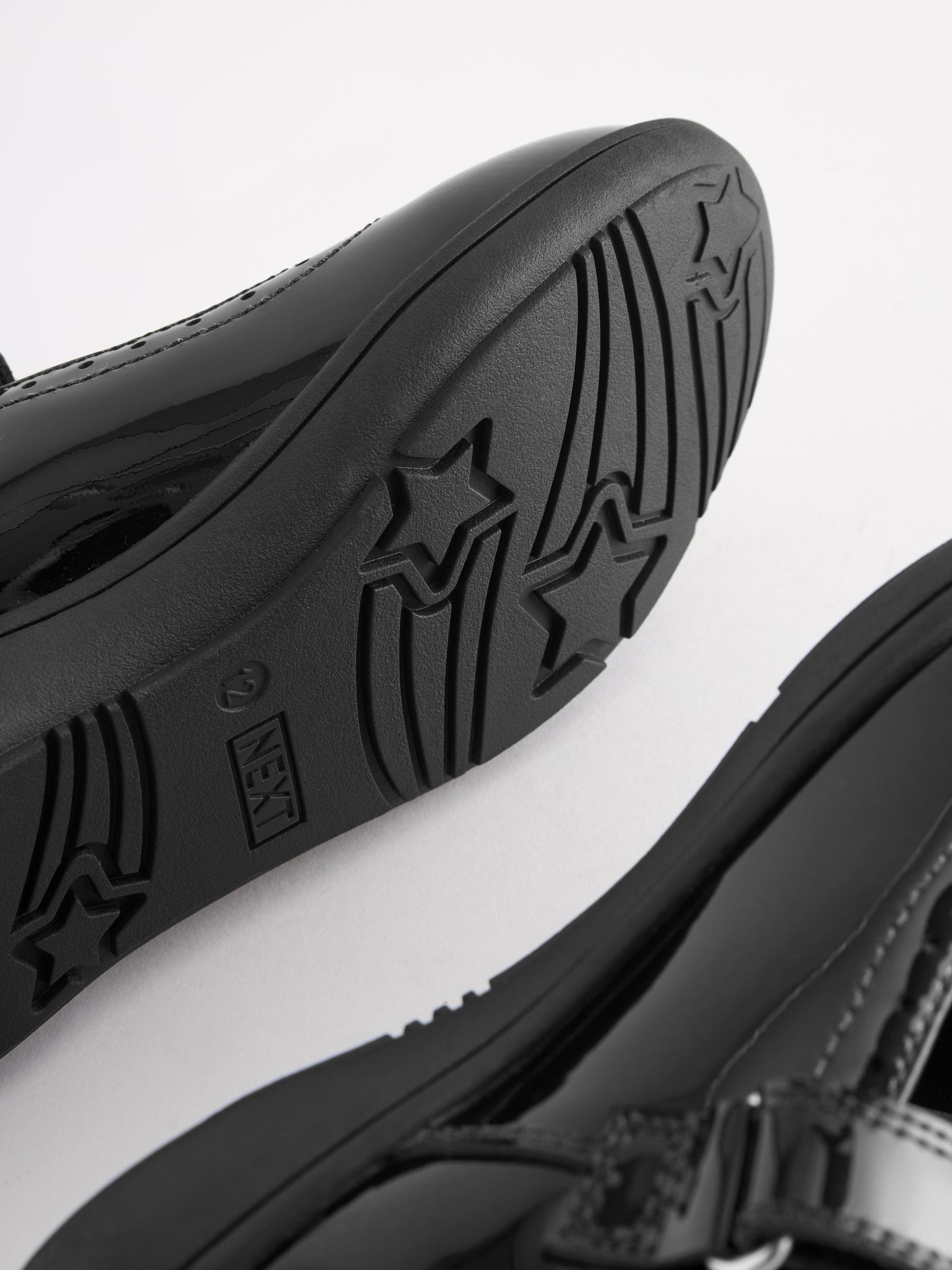 Zwart lak - Leren Mary Jane-schoolschoenen met broguedetail