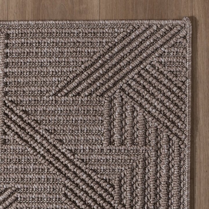 Loper vloerkleed - Hidde 3D Maze Taupe |  Duurzaam design