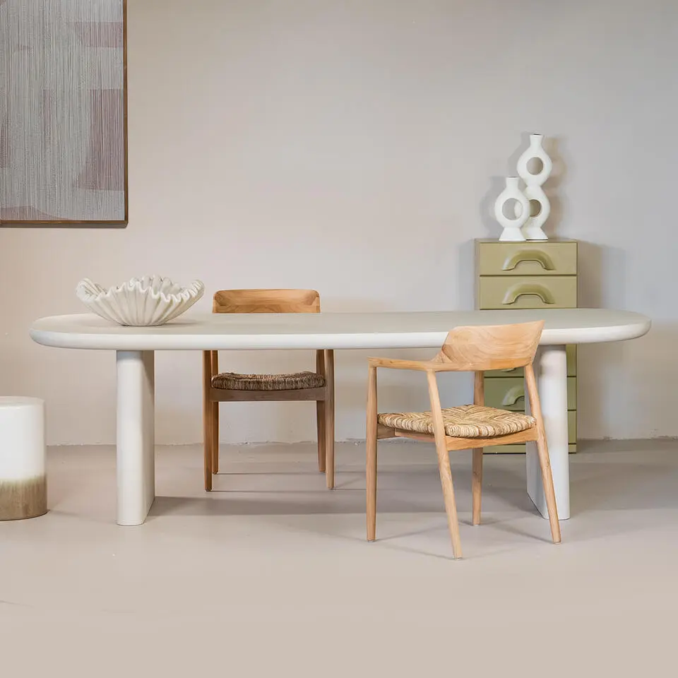 Eettafel Deens Ovaal 240cm - Beige Betonlook - Maya