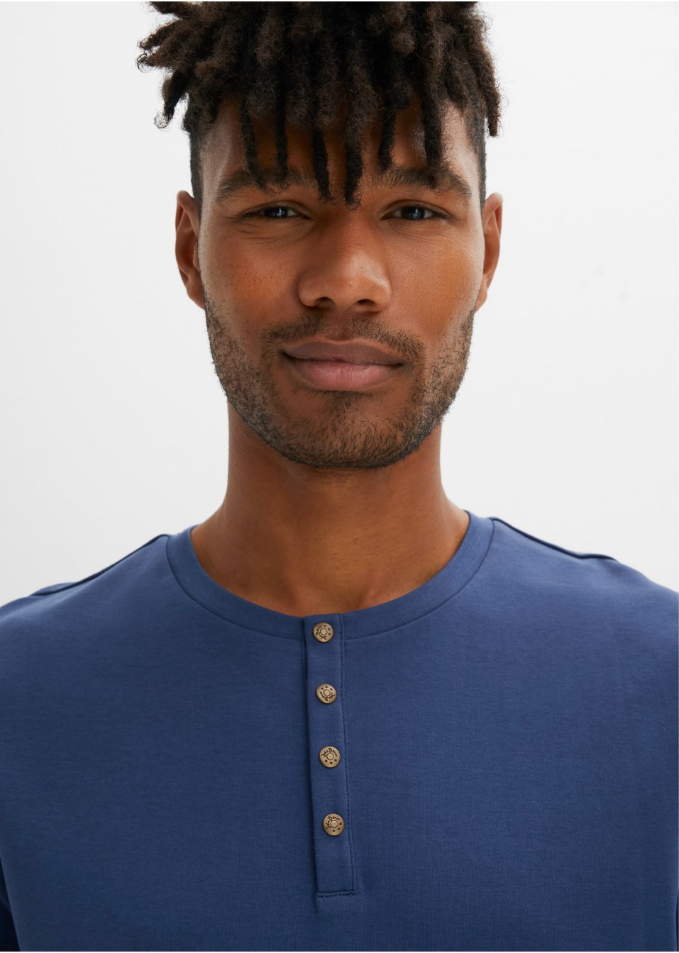 T-shirt col Henley, manches longues