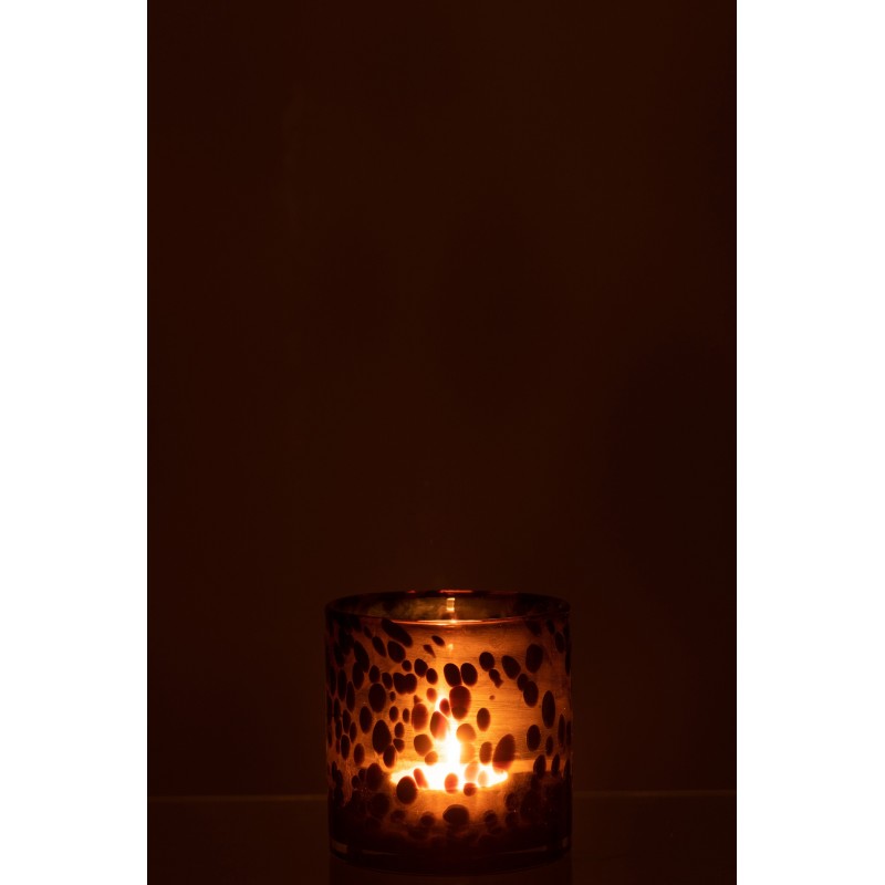 Photophore en verre marron 12x12x13 cm