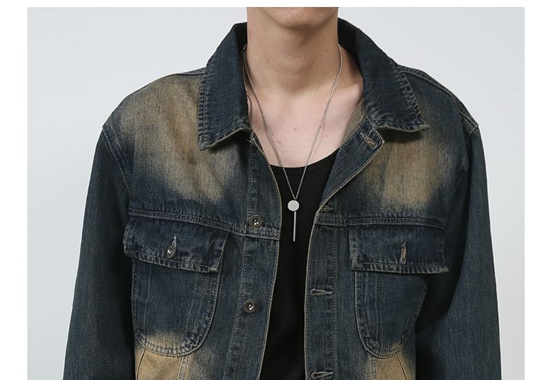pinkdropper - Gewassen denim jasje met kraag en knopen