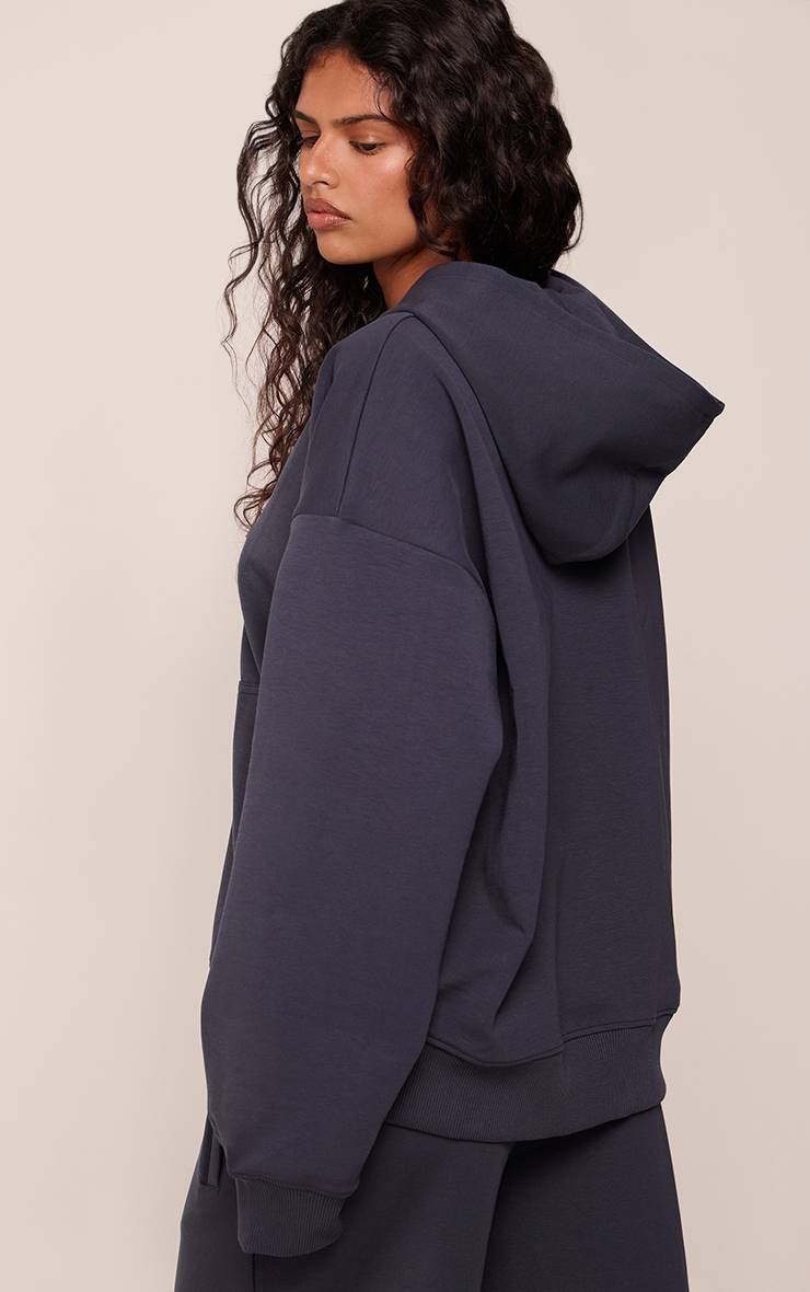 Bleu Marine Sweat À Casynthétiqueche Oversize Avec Double Fermeture Éclair En Jersey Interlock